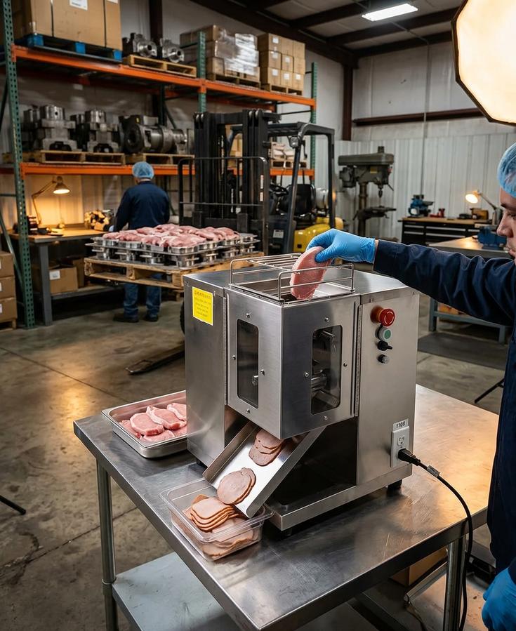 Commercial Meat Cutter in butcher shop