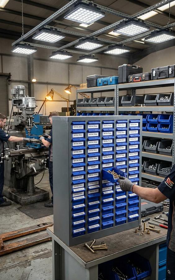 75-Drawer Parts Cabinet in workshop