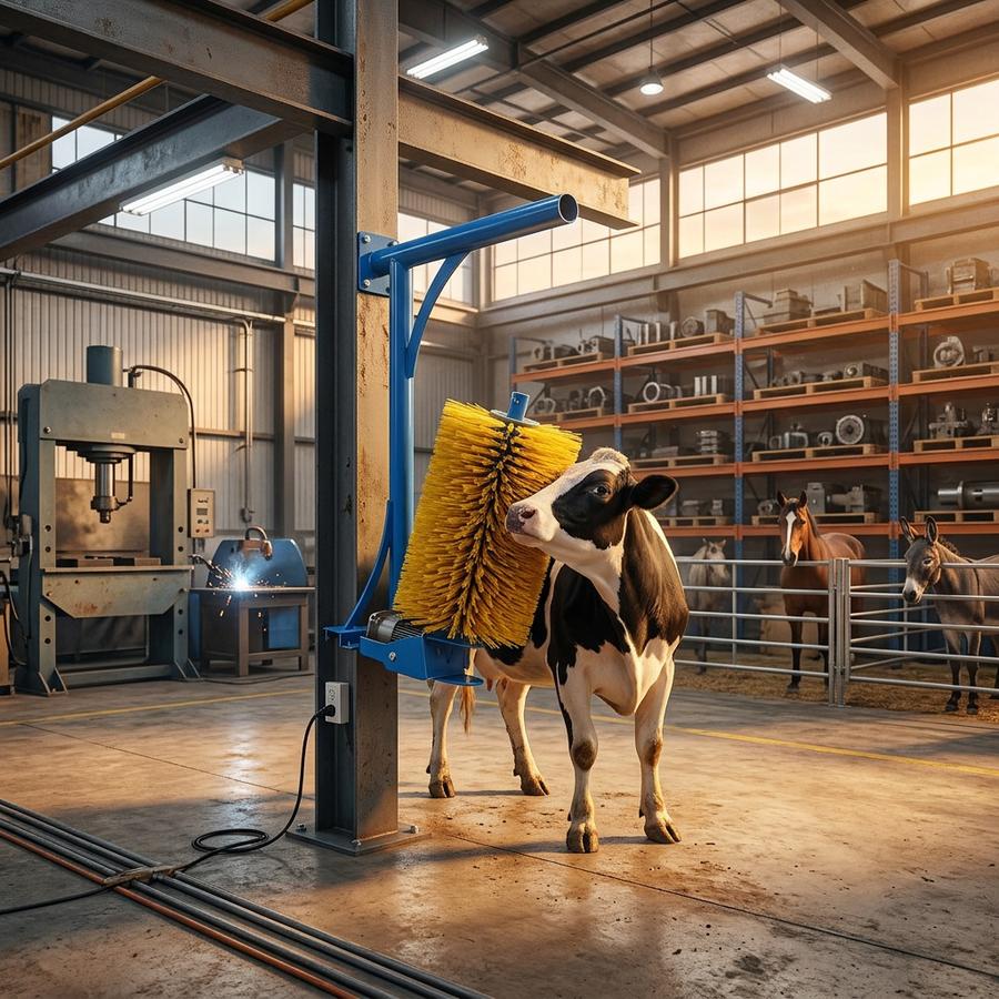 Livestock Body Brush in barn